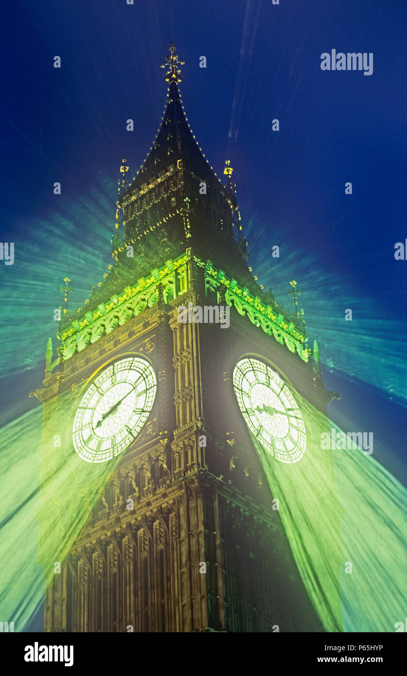 Zeit fliegen Konzept geschossen von Big Ben in London, UK (digitale Verstärkung) Stockfoto