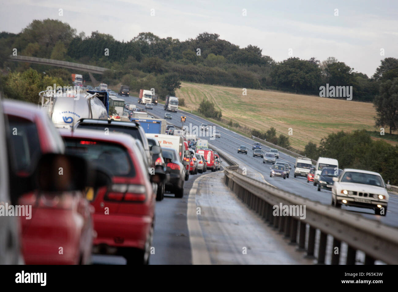 Stau auf der Autobahn, England, Großbritannien Stockfoto
