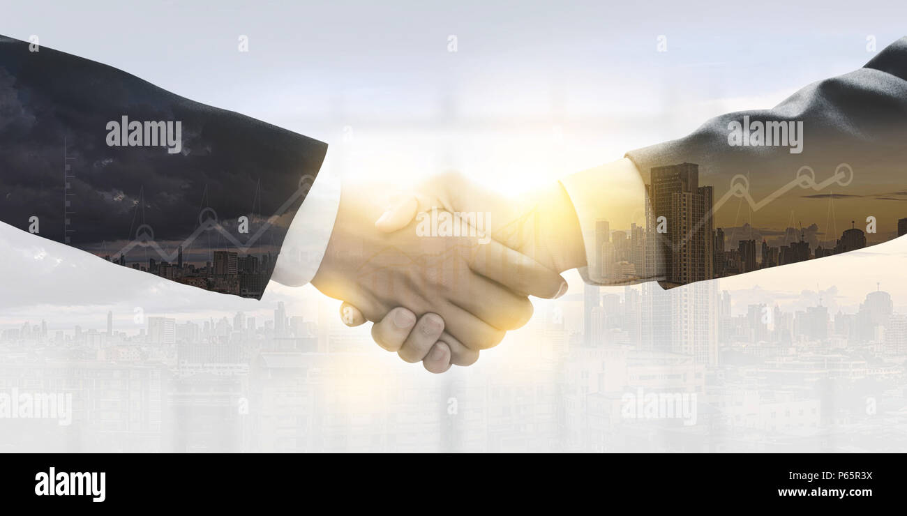 Geschäft zum Abschluss einer Sitzung Partner Händeschütteln Geschäftsmann Teamarbeit Stockfoto