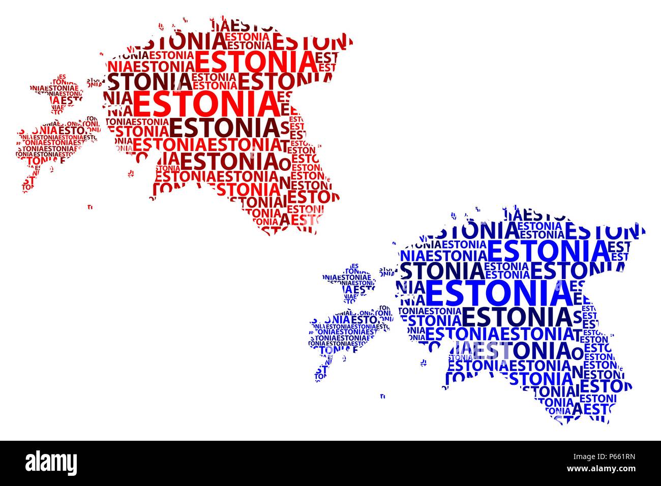 Estland In Der Landessprache Skizze Estland schreiben Text Karte, Republik Estland - in der Form des