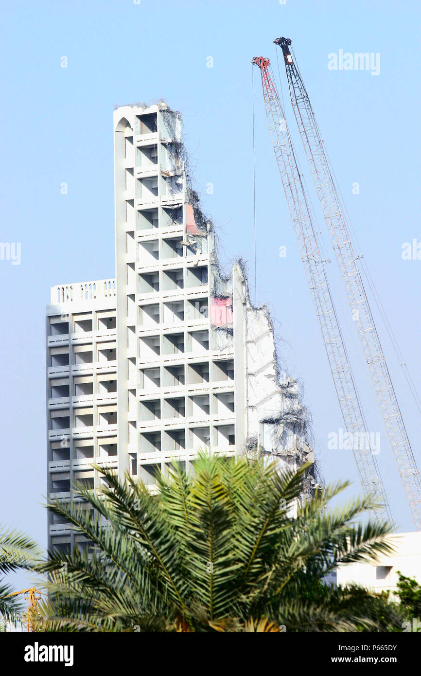 Abriss eines Gebäudes in Katar Stockfoto