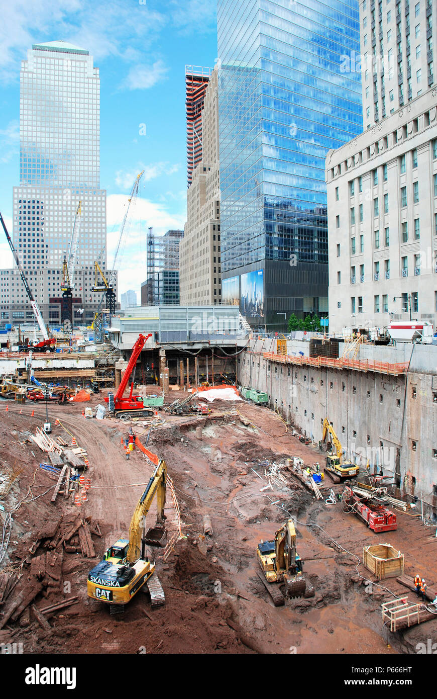 Ausgrabungen auf dem Turm Zwei Ort, Lower Manhattan, New York City, USA Stockfoto