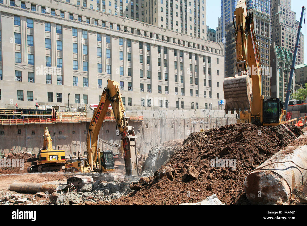 Ausgrabungen gehen Sie im Tower zwei Website, World Trade Center, Lower Manhattan, New York City, USA Stockfoto