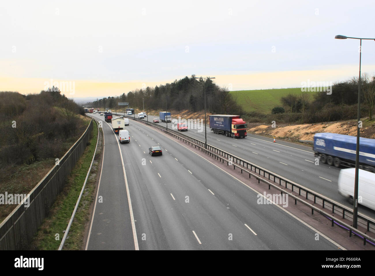 M1 Erweiterung Projekt nach Baum Abstand zwischen den Abfahrten 25 und 28, Nottinghamshire, Großbritannien, Februar 2008 Stockfoto