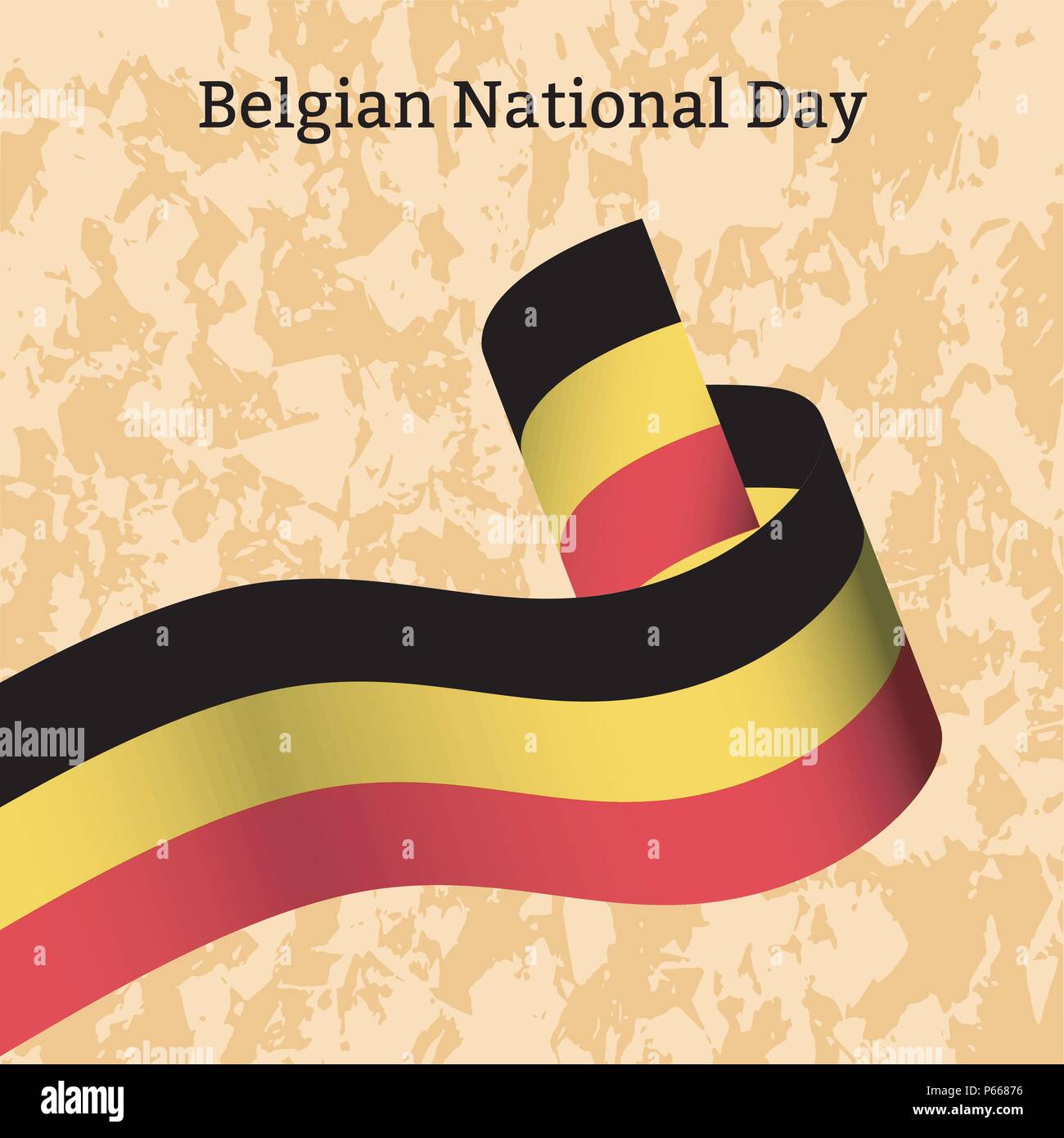 Belgischen Nationalfeiertag. 21. Juli. Nationalfeiertag Konzept. Ribbon mit Streifen, Farben als Flagge von Belgien. Hintergrund - grange Textur Stock Vektor