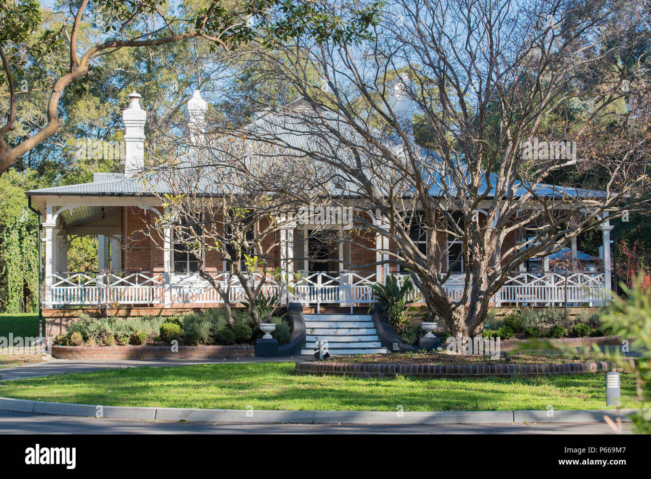 Das 1890 erbaute Melrose House, das zum Grantham Heritage Park in Seven Hills NSW gehört, ist ein frühes Beispiel der Föderationsarchitektur in Australien Stockfoto