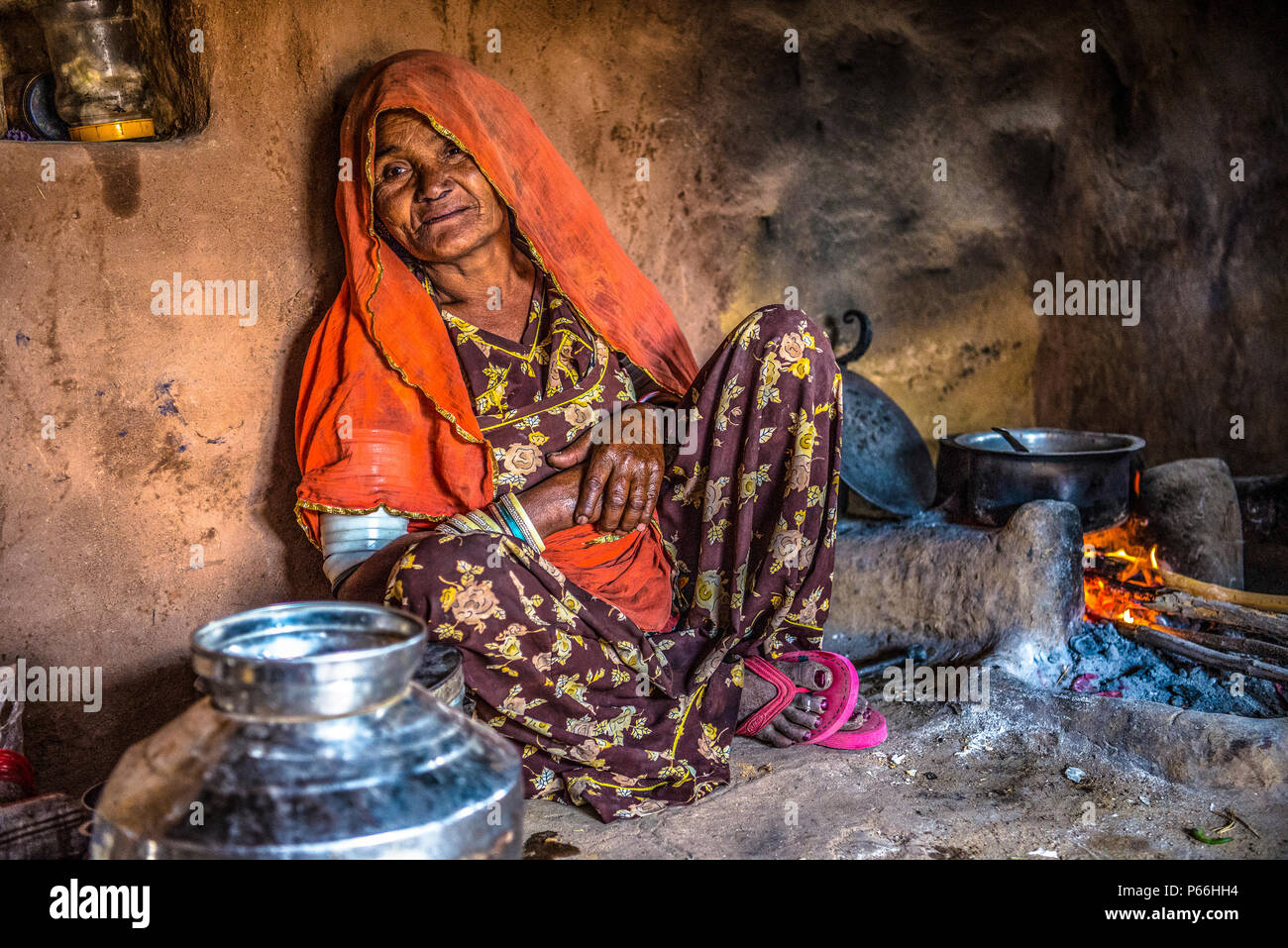 Indien Rajasthan leben im Dorf Thar Wüste Stockfoto