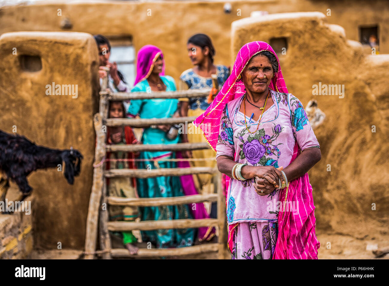 Indien Rajasthan leben im Dorf Thar Wüste Stockfoto