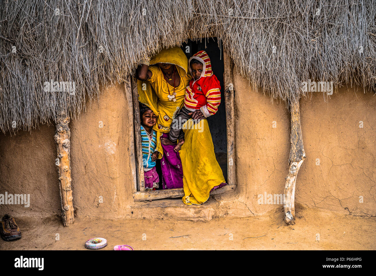 Indien Rajasthan leben im Dorf Thar Wüste Stockfoto