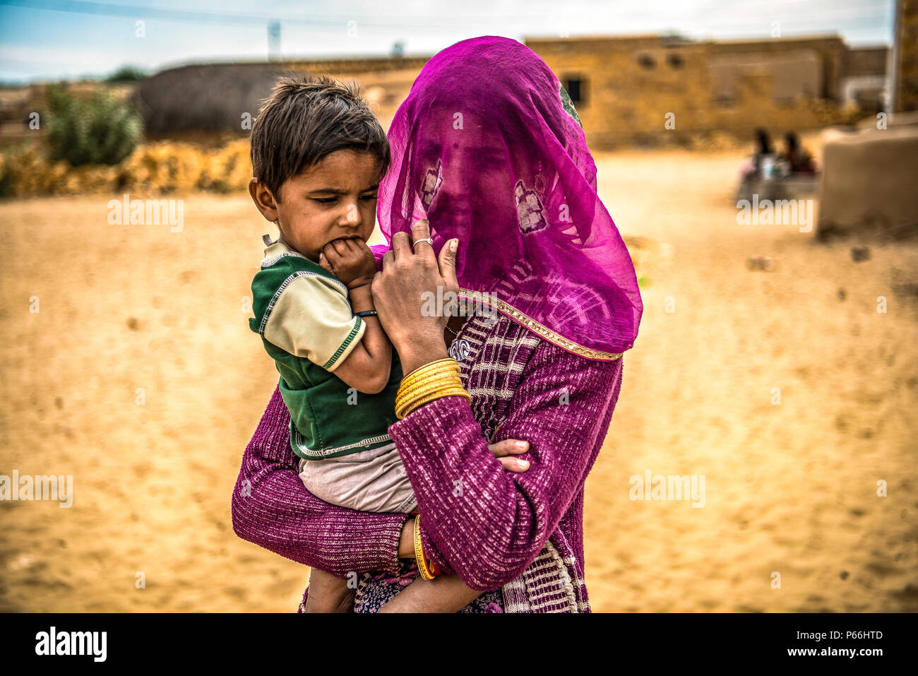 Indien Rajasthan leben im Dorf Thar Wüste Stockfoto