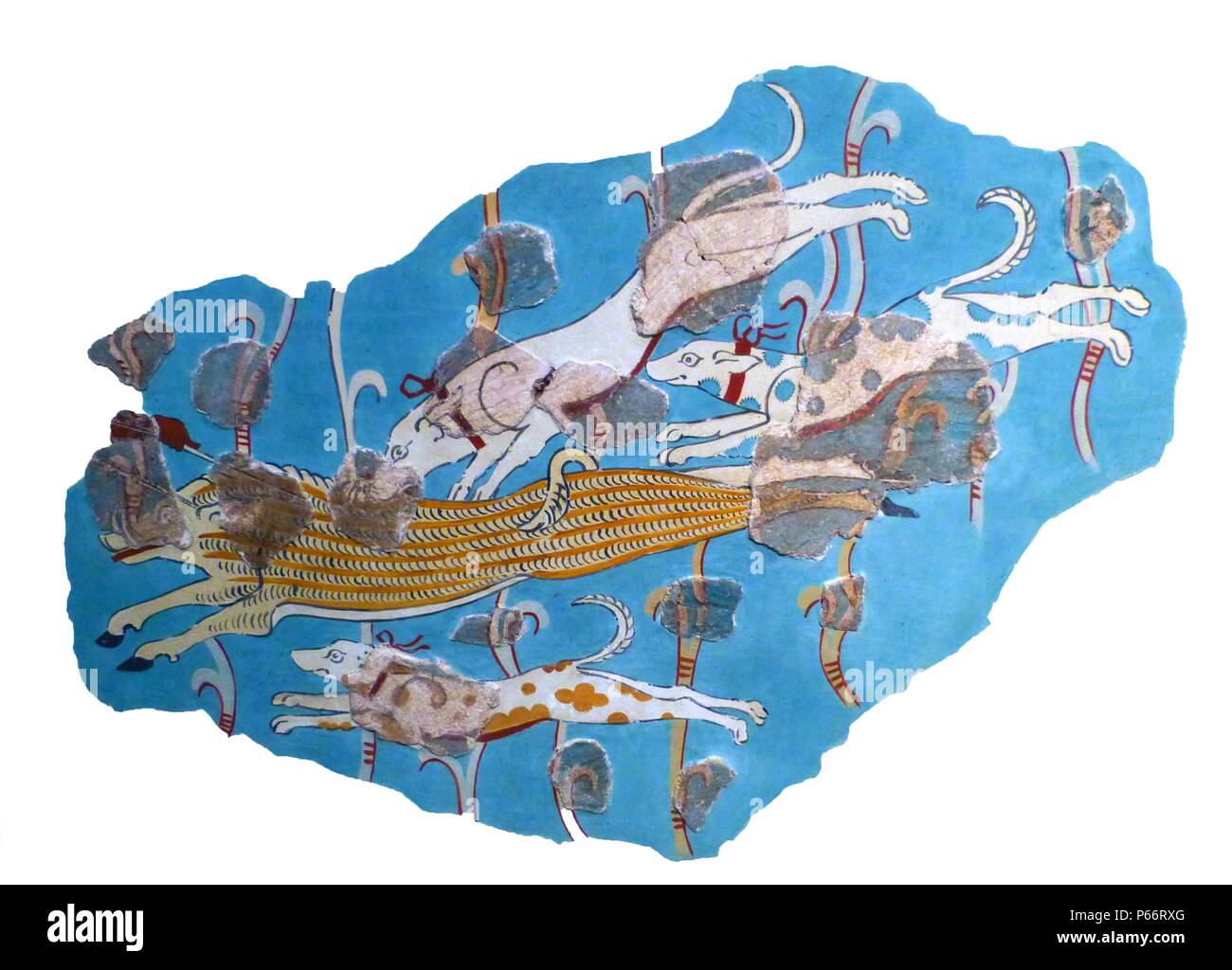 Wandmalerei Fragment, eine Frau aus einer feierlichen Prozession. Aus der späteren Tiryns Palace. 14. und 13. Jahrhundert v. Chr. mykenische Griechisch Stockfoto
