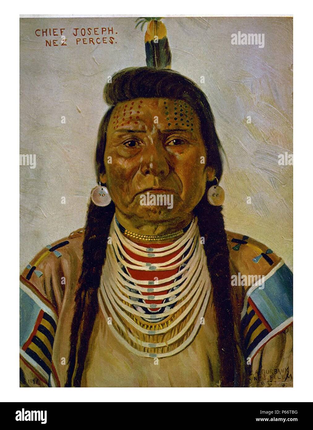 Chief Joseph, Nez Percé Chief, mit Kopf und Schultern im Porträt, Vorderseite, Elbridge Ayer Burbank, 1858-1949, Künstler, 1897 Stockfoto