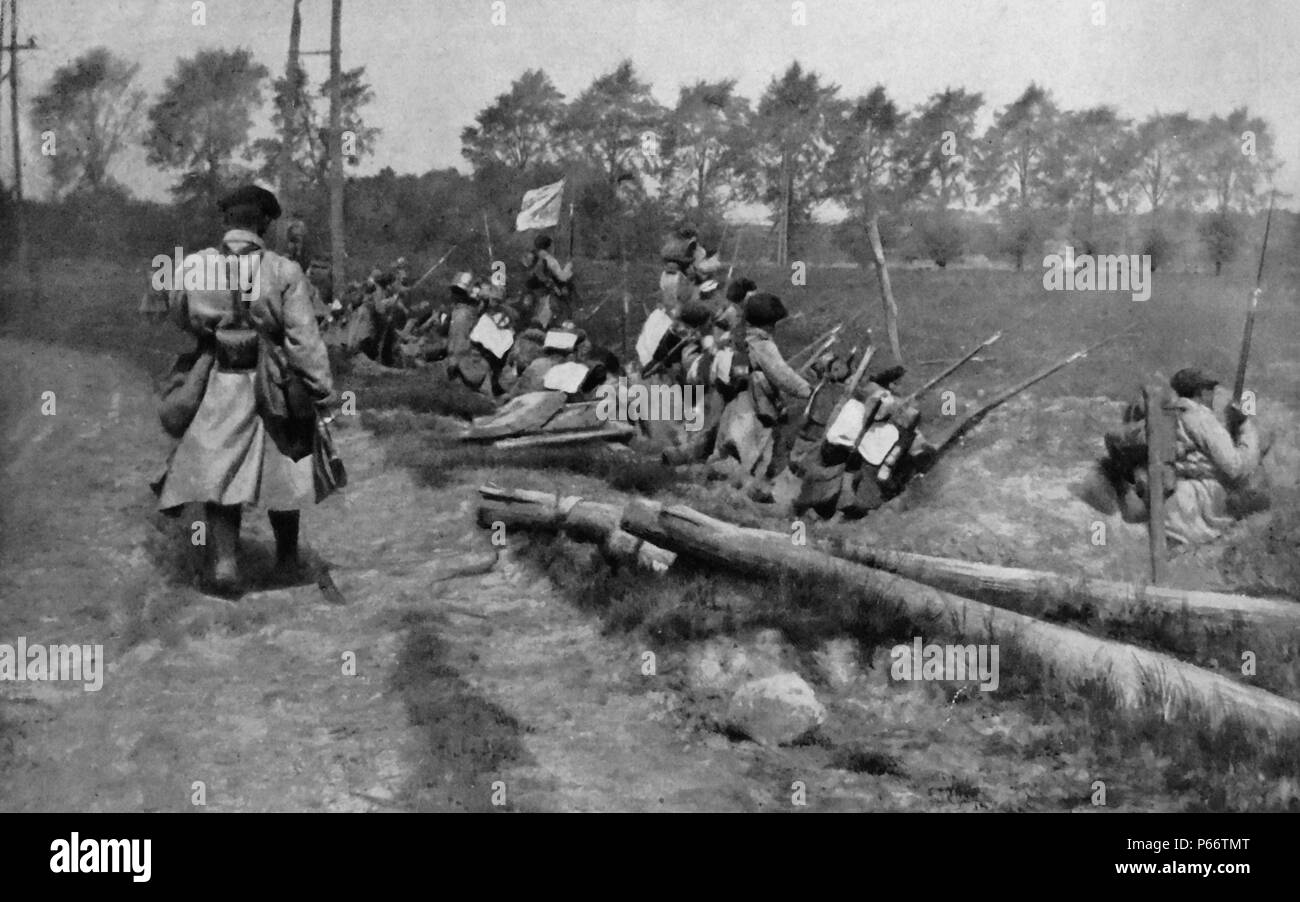 Französische Soldaten während der zweiten Schlacht von Artois, vom 9. Mai - 18. Juni 1915. der Westfront während des Ersten Weltkrieges. Stockfoto