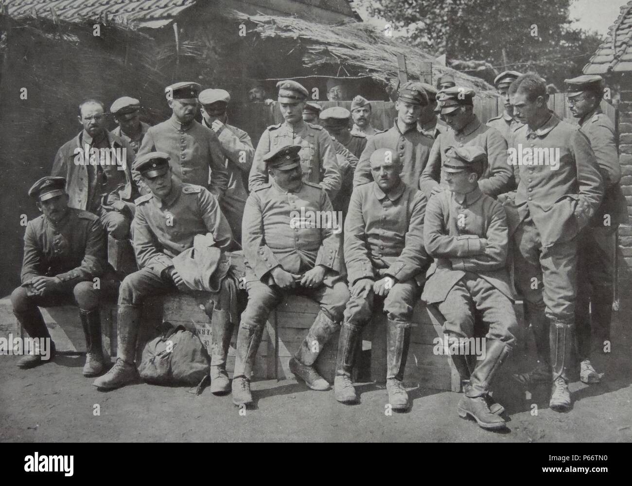 Deutschen Kriegsgefangenen nach der ersten Schlacht von Ypern, auch genannt die erste Schlacht von Flandern November 1914. Stockfoto