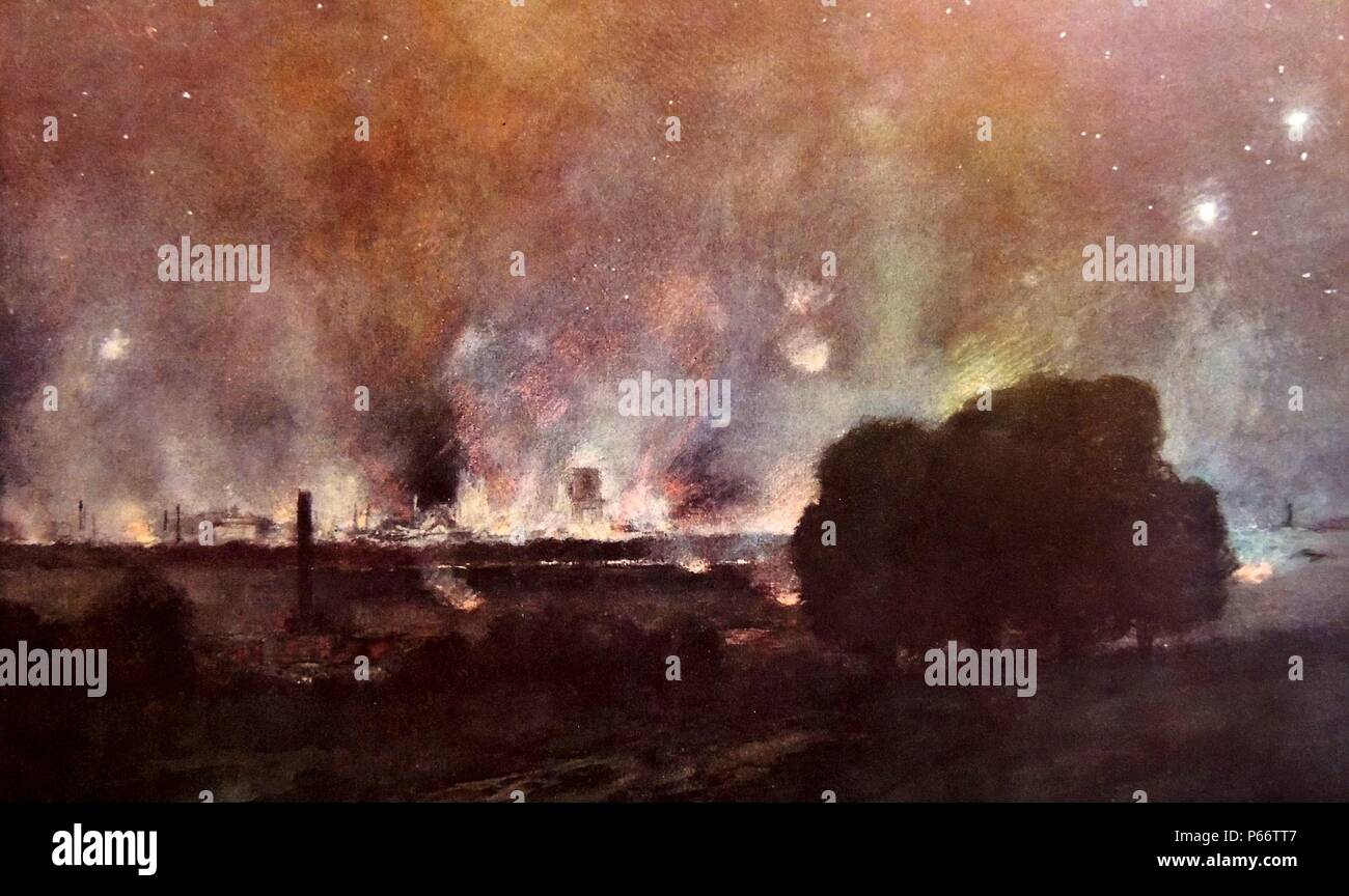 Die Bombardierung von der französischen Stadt Arras während des Zweiten Weltkrieges ein. 1915 Stockfoto