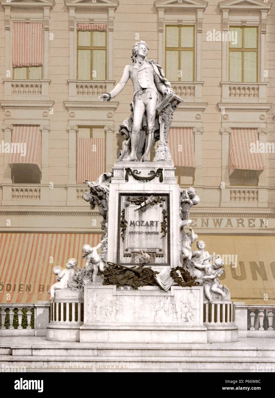 Mozart-Denkmal, Wien, Austro-Ungarn [bis ca. 1890 ca. 1900]. Stockfoto