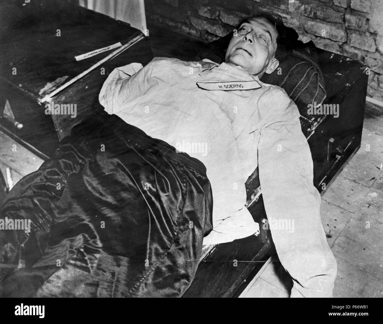 Tod von Hermann Göring, kriegszeiten NS-Führer und Kommandeur der Luftwaffe, die Selbstmord in den Kriegsverbrecherprozessen in Nürnberg im Jahr 1946 begangen Stockfoto
