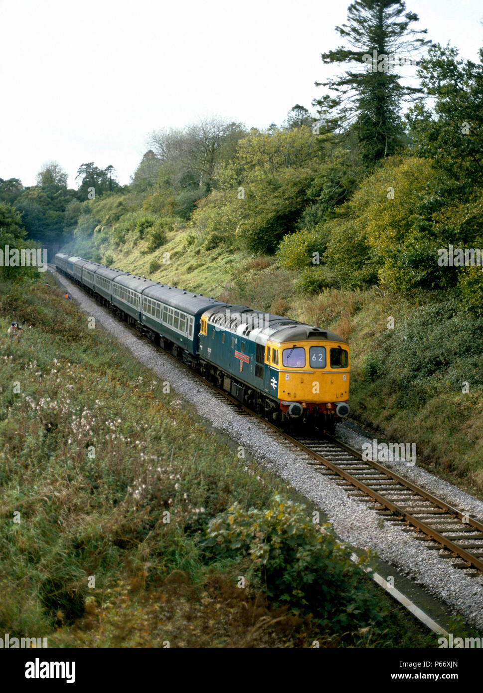 Buckhorn Weston, Dorset. Zu sehen ist hier 33027 Beschleunigung aus Buckhorn Weston Tunnel, Dorest mit dem 13.45 Service von Exeter St Davids nach London Stockfoto