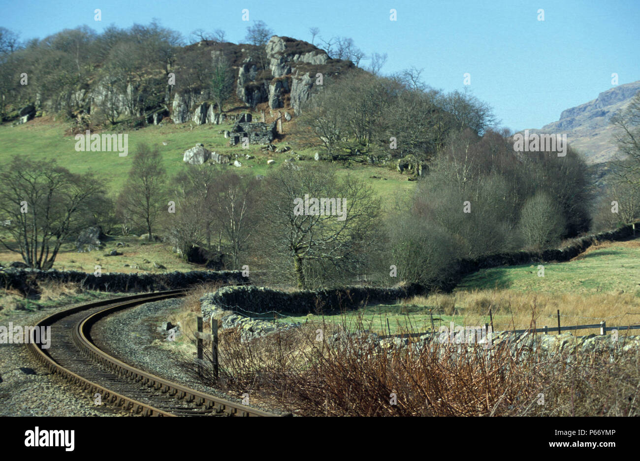 Bahnstrecke zwischen Llandudno Junction und Blaenau Ffestiniog, ländliche Wales. 2003 Stockfoto