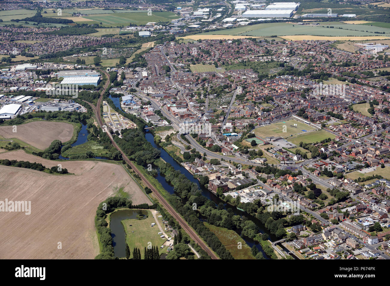 Luftaufnahme von mexborough in der Metropolitan Borough von Doncaster Stockfoto