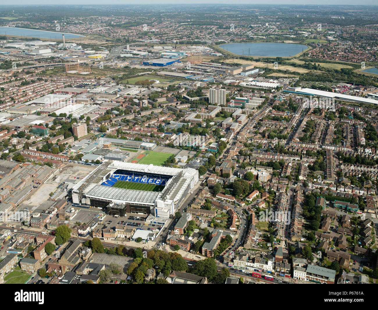 Luftaufnahme von White Hart Lane Fußball-Stadion, Tottenham Hotspurs, London UK Stockfoto