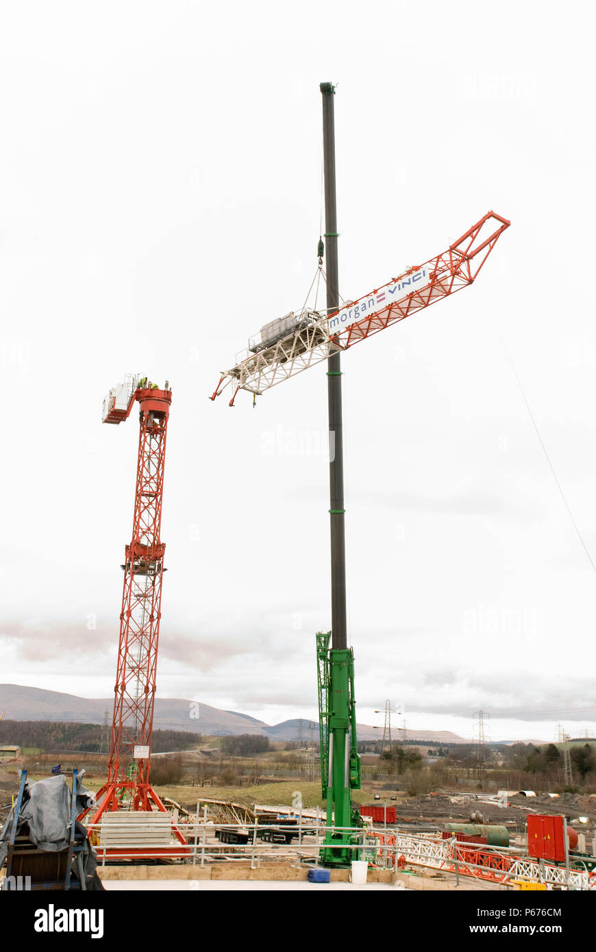 Dismantaling der Turm Kran Stockfoto