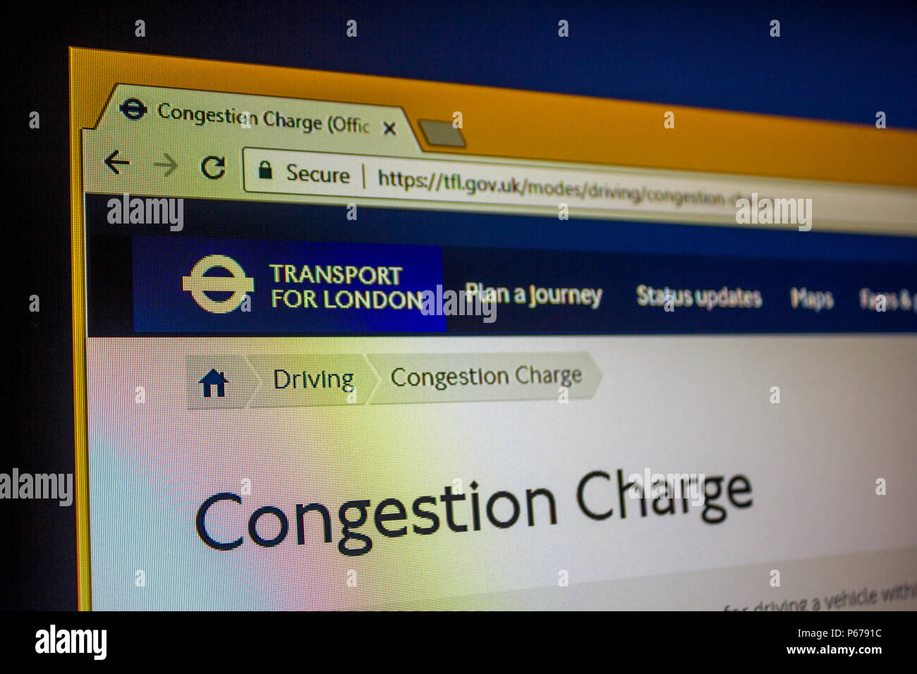 Website - Transport for London Stockfoto