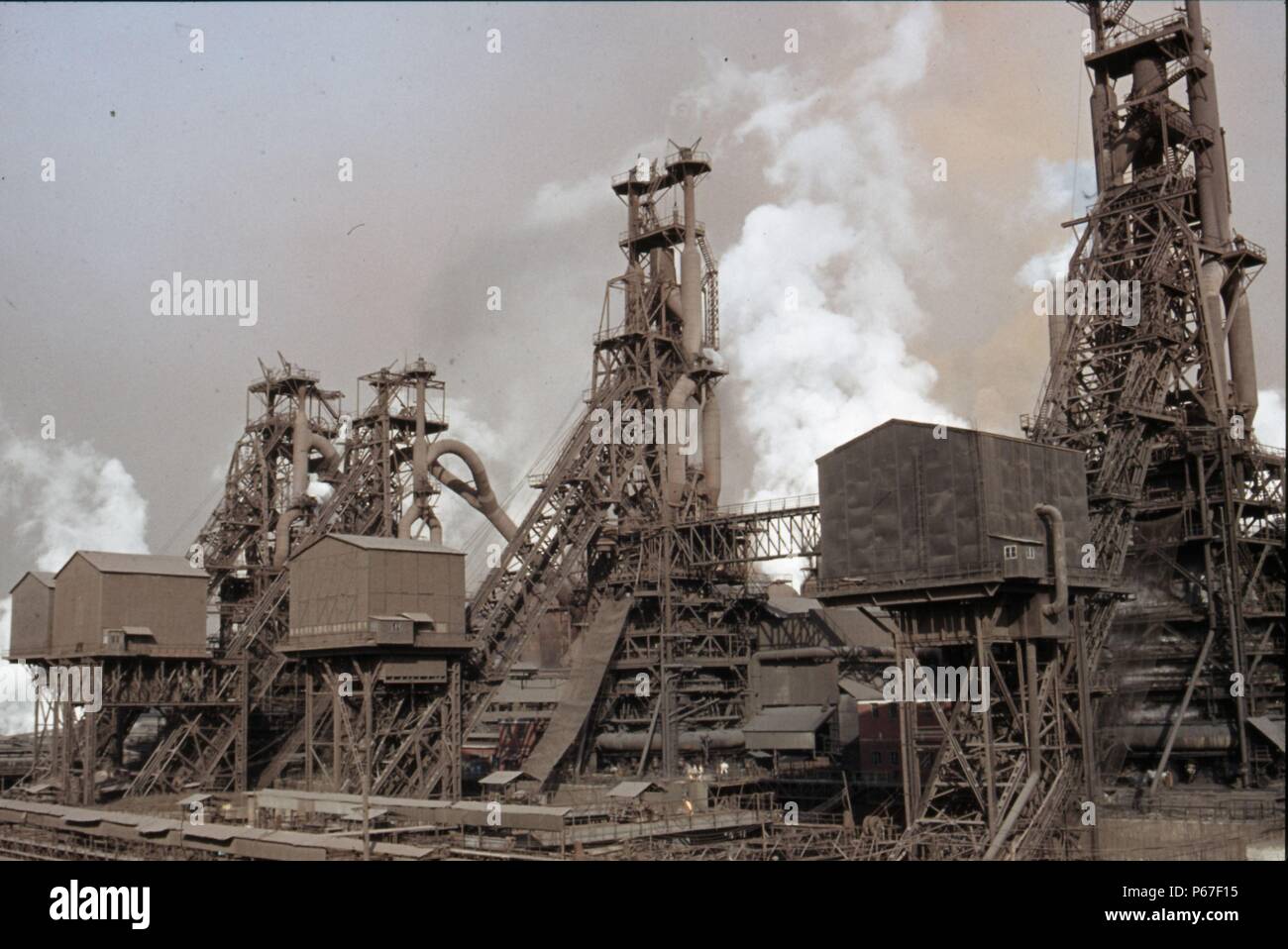 Hochofens in Anshan Iron & Steel Works in China. Stockfoto