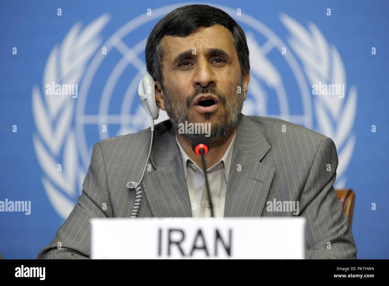 Mahmud Ahmadinejad, Präsident des Iran richtet sich die Generalversammlung der Vereinten Nationen 2013 Stockfoto