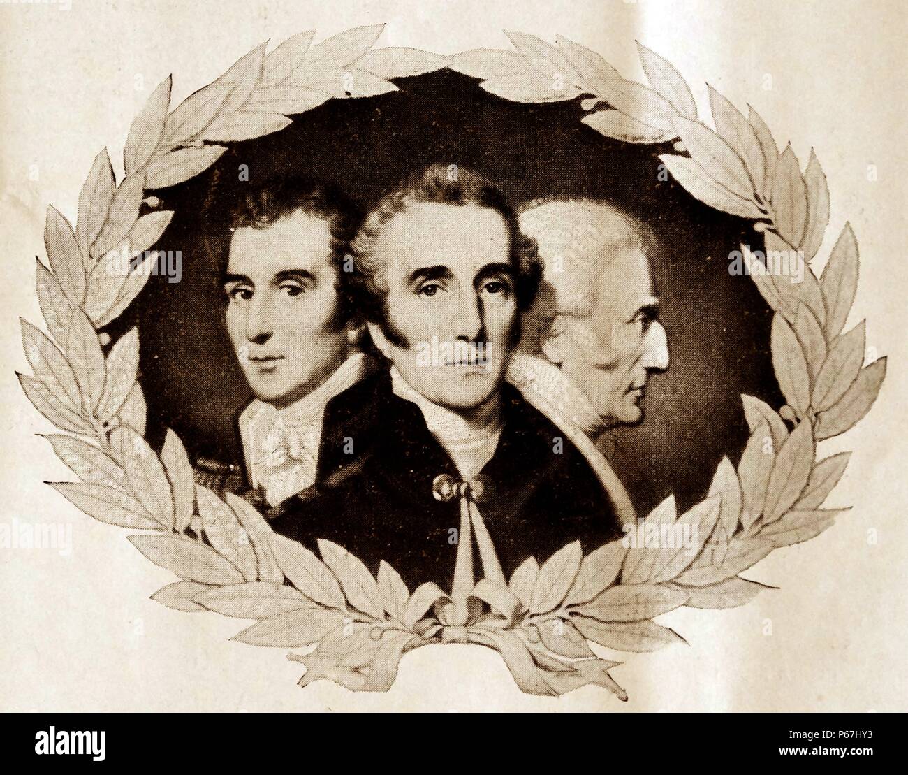 Drei konfrontiert Porträt des Herzogs von Wellington. Feldmarschall; 1. Arthur Wellesley Herzog von Wellington; (1769 - 14. September 1852); britischer Soldat und Staatsmann Stockfoto