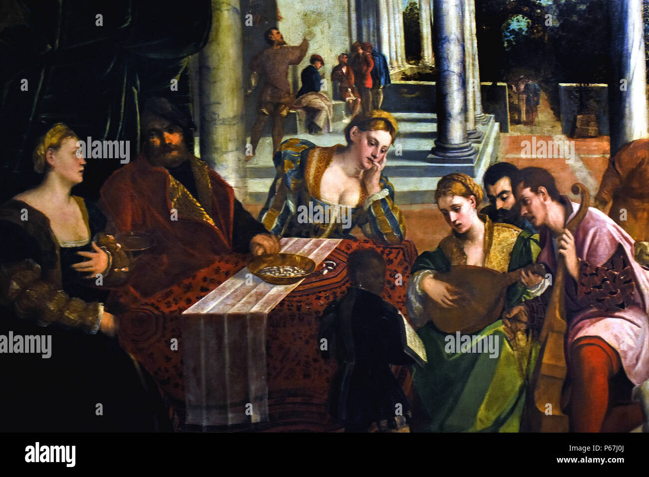 Il Ricco Epulone - der reiche Mann Tauchgänge, die von Bonifacio De' Pitati genannt Bonifacio Veronese (Verona, 1487 - Venedig, 1533) Italien, Italienisch, Stockfoto