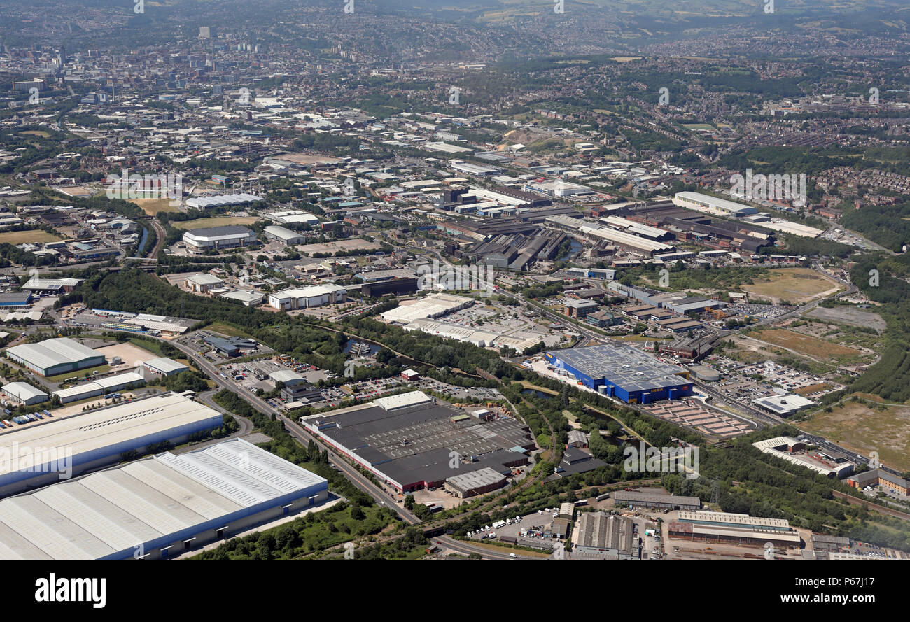 Luftaufnahme der industrielle Bereich Don Valley, Sheffield, Großbritannien Stockfoto