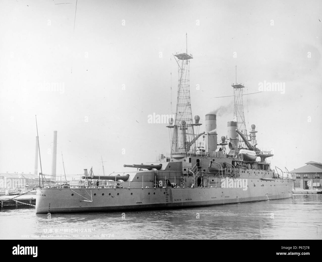 US-Schiff Michigan Navy Yard;   Philadelphia;   PA;   1909 Stockfoto