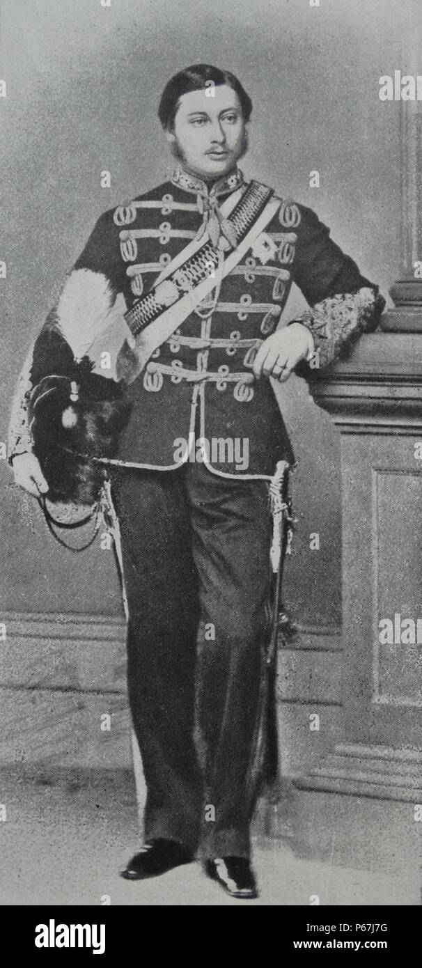 Edward VII (Albert Edward; (1841 - 6. Mai 1910) König des Vereinigten Königreichs und Kaiser von Indien vom 22. Januar 1901 bis zu seinem Tod. Dargestellt als Oberst im 10 Husaren 1861 Stockfoto