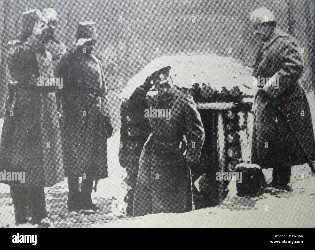Tsar Nicholas II von Rußland an vorderster Front im ersten Weltkrieg ein 1916 Stockfoto