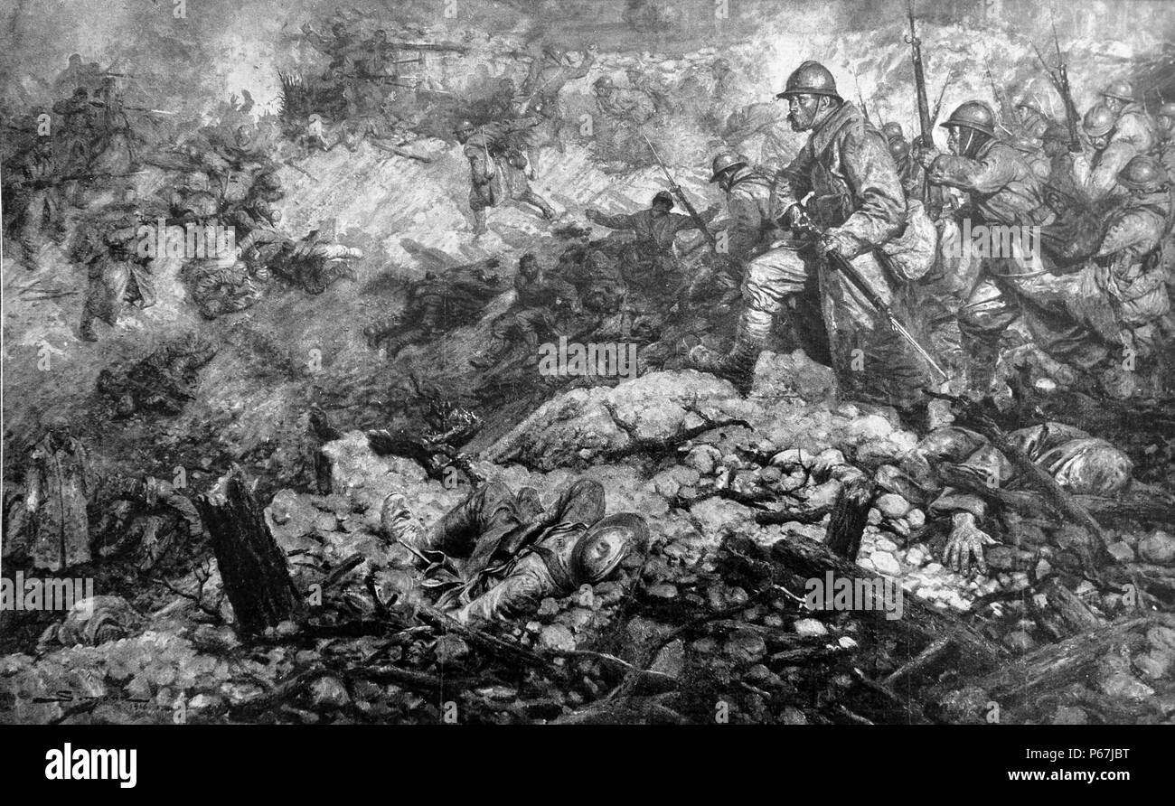 Französische Soldaten während der Schlacht um Verdun; Weltkrieg ein 1916 Stockfoto