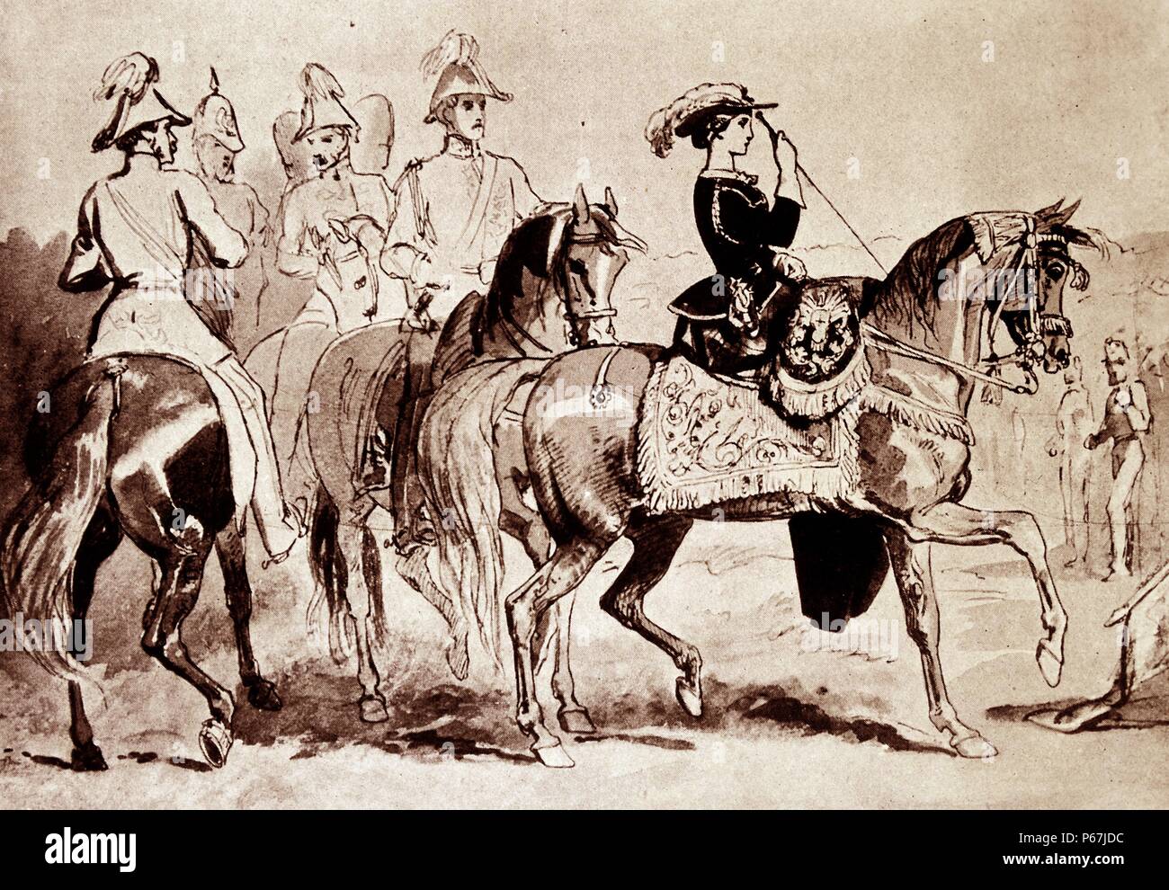 Königin Victoria von Großbritannien Bewertungen Truppen im Jahre 1856 Stockfoto