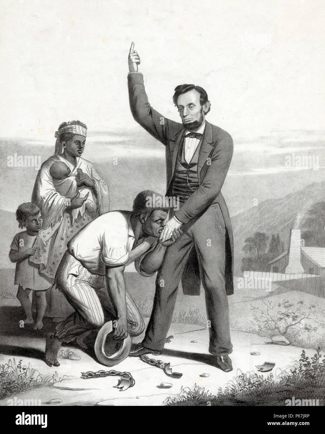 Emanzipation der Sklaven, verkündet am 22. September 1862, von Abraham Lincoln, Präsident der Vereinigten Staaten von Nordamerika Stockfoto
