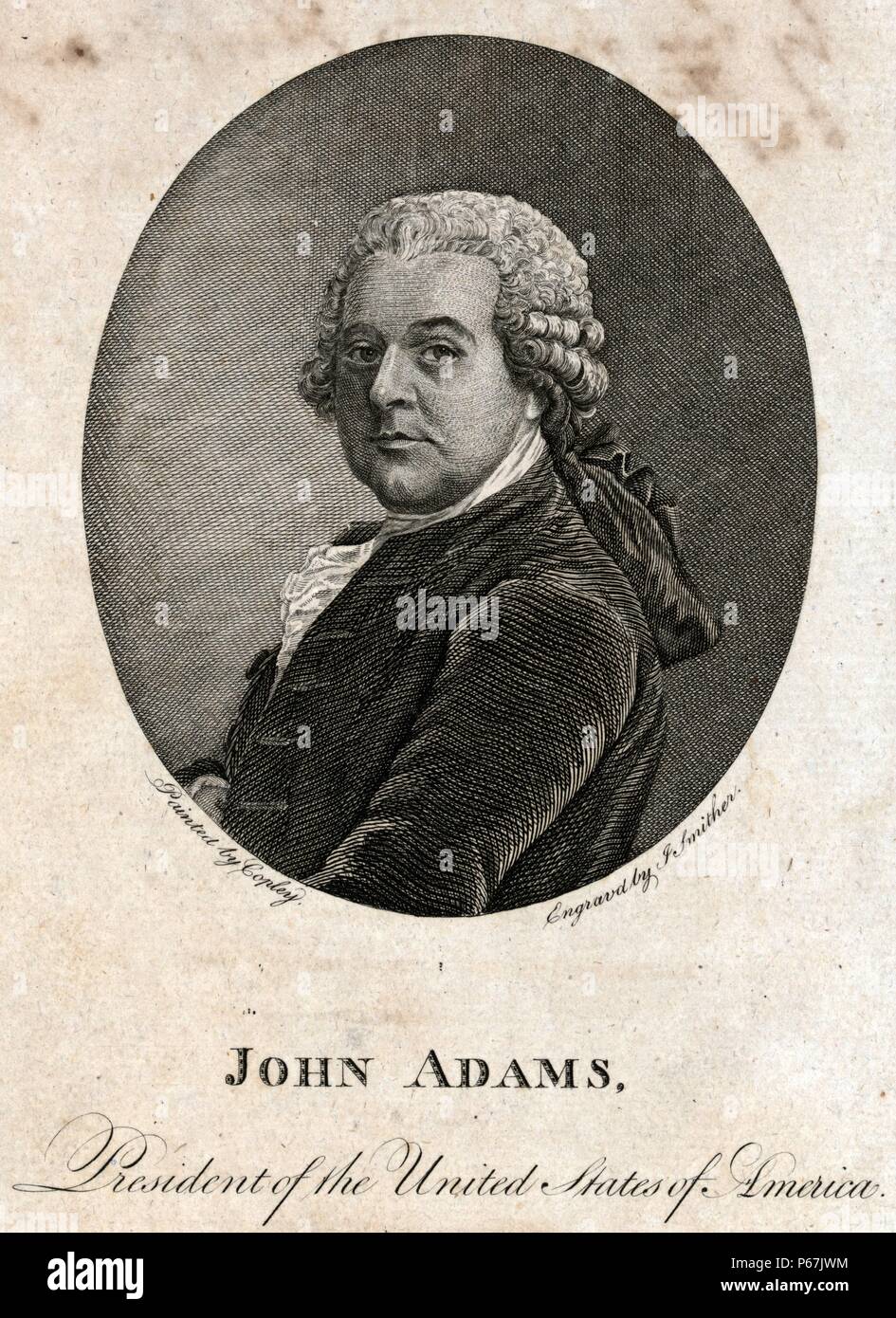John Adams, der Präsident der Vereinigten Staaten von Amerika. Adams war der zweite Präsident der Vereinigten Staaten, die bereits als erster Vizepräsident des Landes. Er war auch einer der Gründerväter der USA. Stockfoto