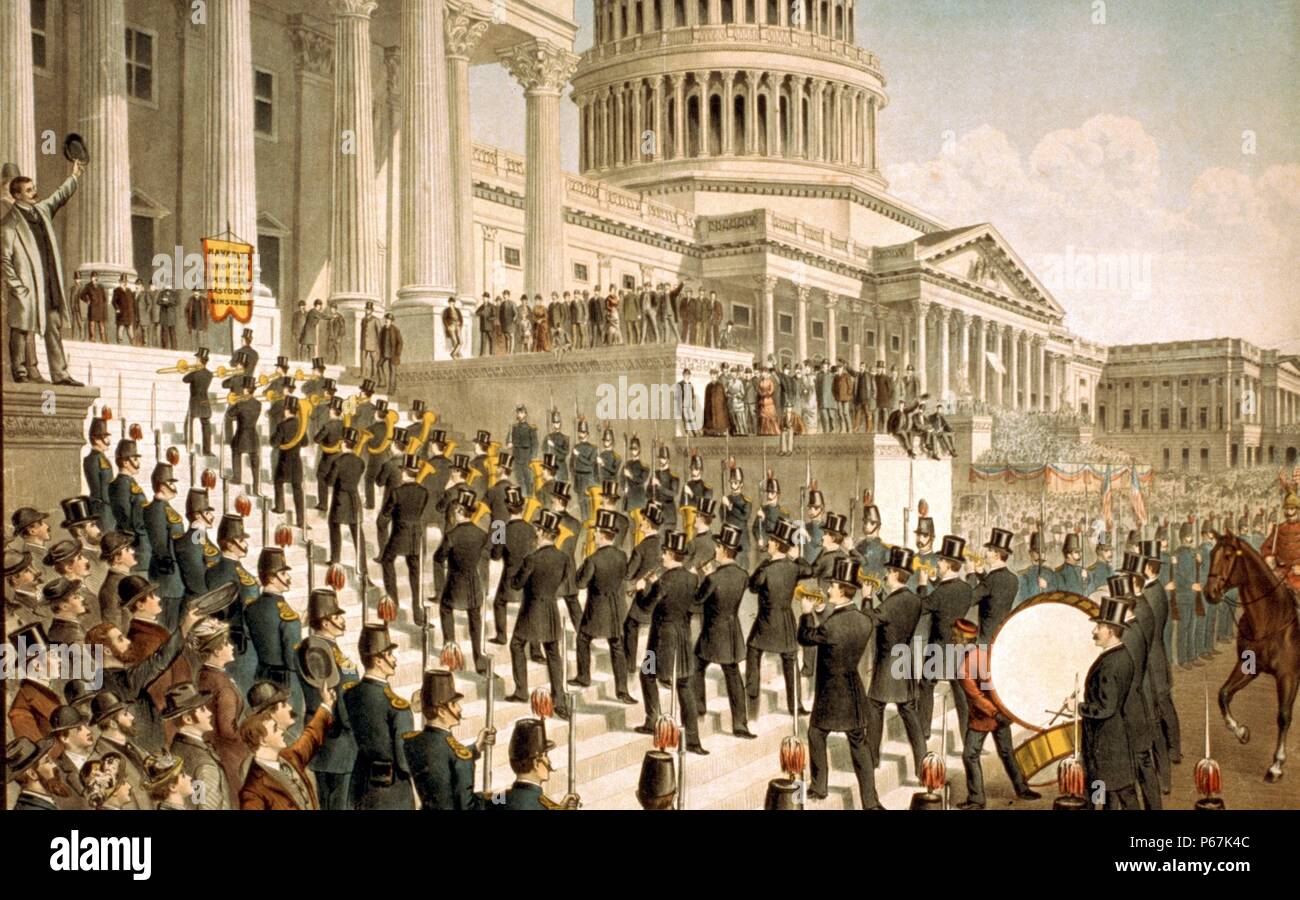 Haverly der Europäischen und Amerikanischen Mastodon Minnesänger. Haverly's United Mastodon Minnesänger war ein Blackface minstrel Truppe im Jahr 1877, als J. H. Haverly fusionierten vier Unternehmen, die er besaß und verwaltete erstellt. Stockfoto