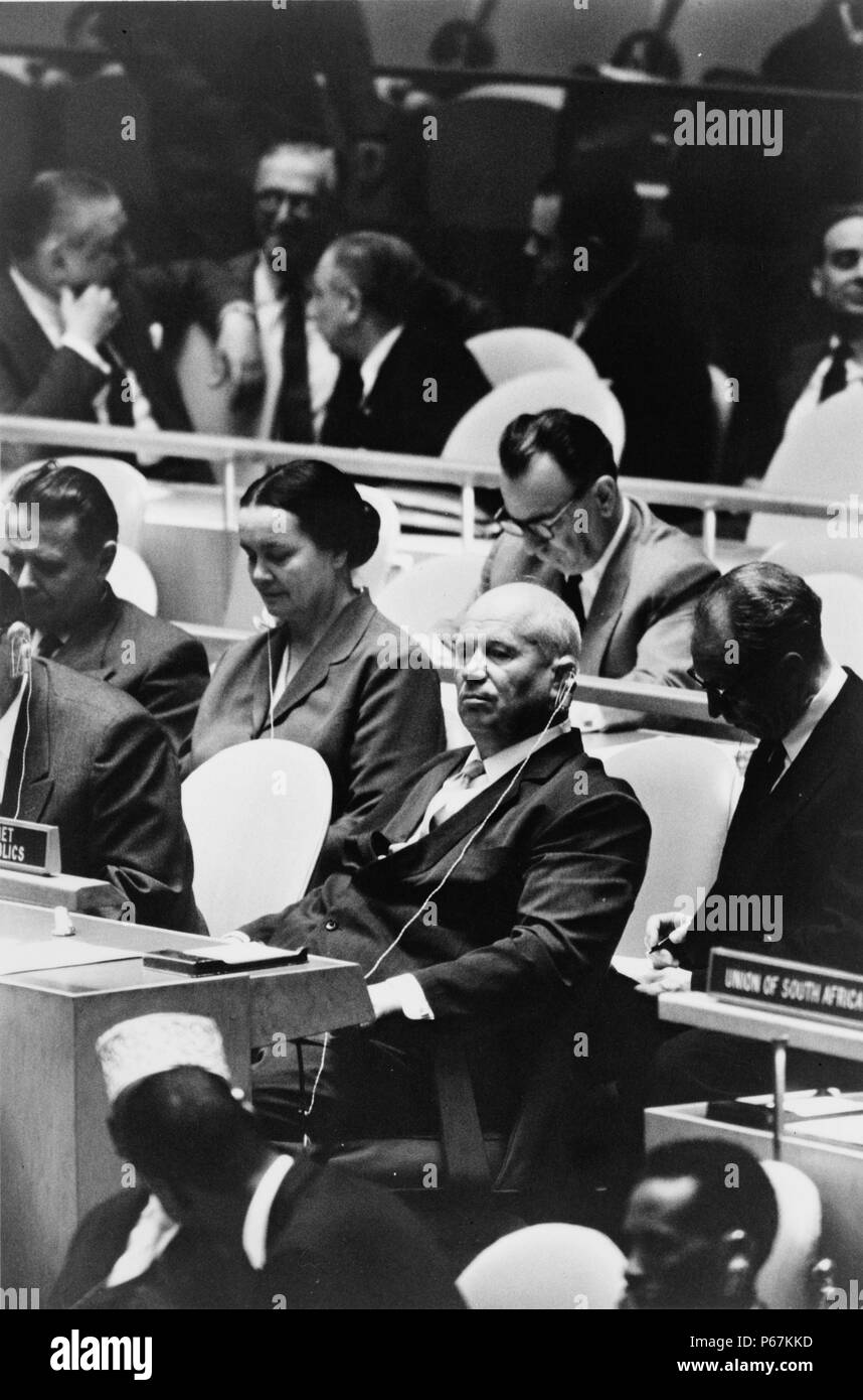 Foto von Nikita Chruschtschow (1894-1971) russischer Politiker, die die Sowjetunion während des Kalten Krieges. Vom 1960 Stockfoto