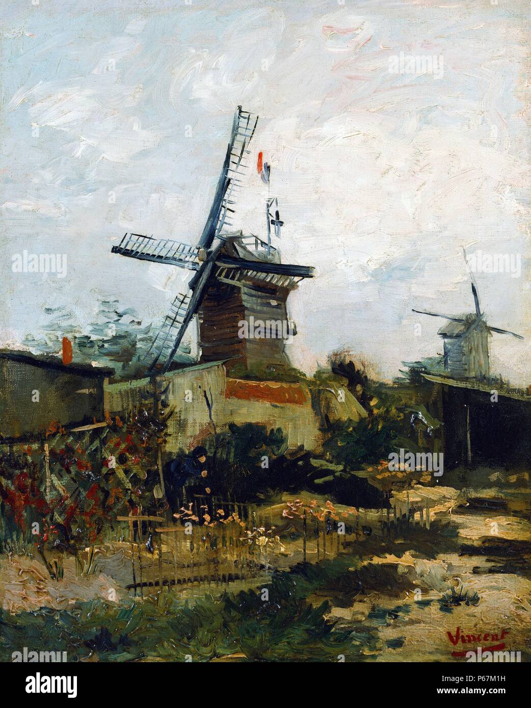 Gemälde einer Windmühle von Vincent Van Gogh (1853-1890) post-impressionistischen Maler niederländischer Herkunft. Datiert 1880 Stockfoto