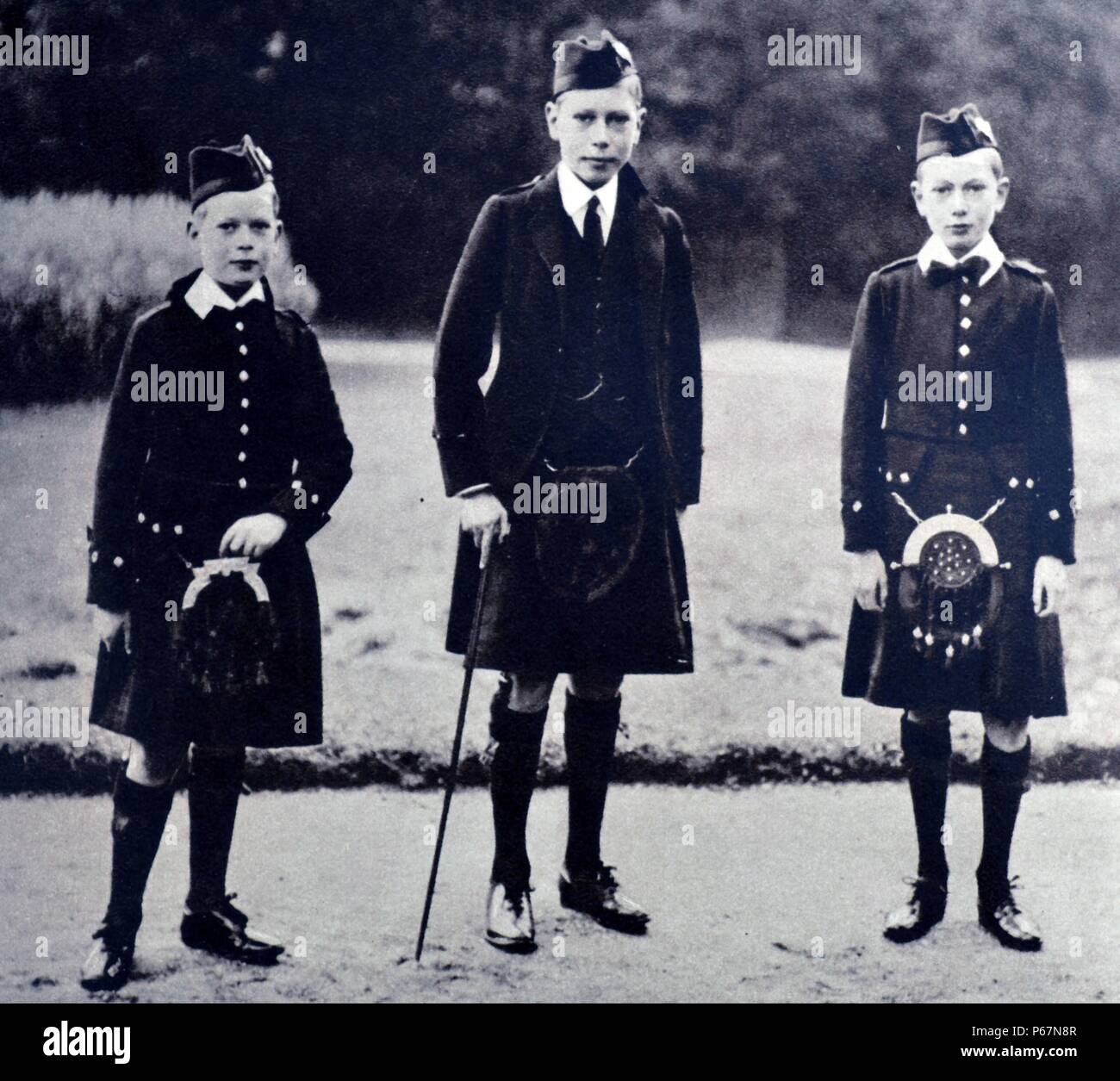 Von links nach rechts - Prinz Heinrich (später, der Herzog von Gloucester), Prinz Albert (später, der Herzog von York) und Prince George (später der Herzog von Kent). Stockfoto