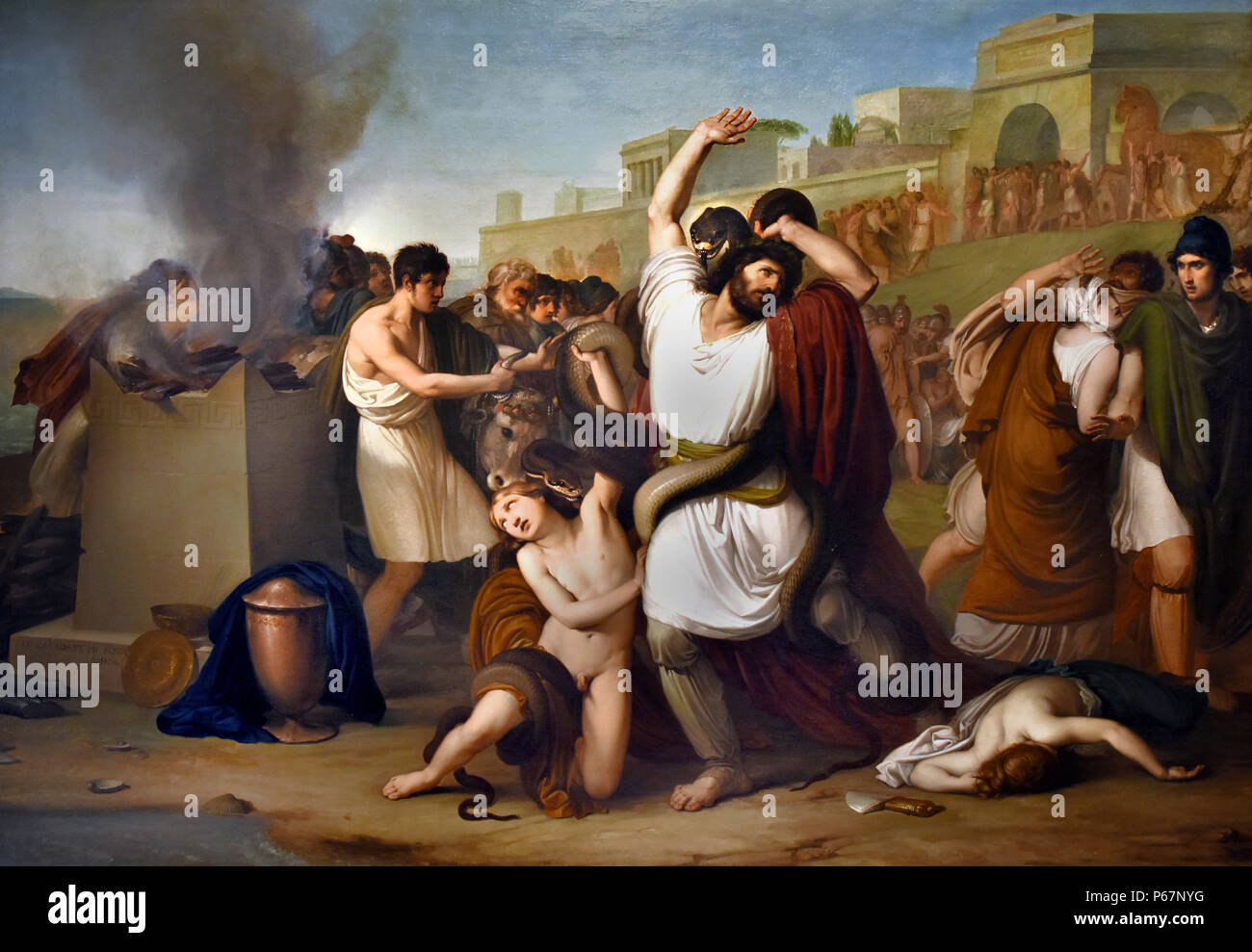 Das Opfer der Laoconte von Francesco Hayez (Venedig 1791 - Mailand 1882) Italien, Italienisch (LAOCOONTE UND DIE SÖHNE STRANGULIERT DURCH ZWEI SCHLANGEN) Stockfoto