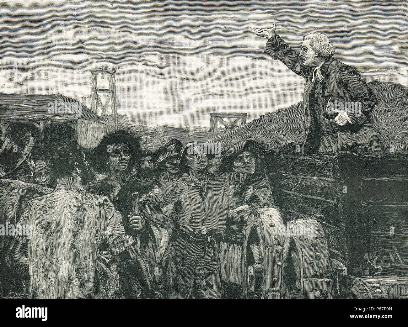 Rowland Hill, predigt den Colliers, Kingswood, Bristol, England, ca. 1772 Stockfoto Rowland Hill, predigt den Colliers, Kingswood, Bristol, England, ca. 1772 Stockfoto