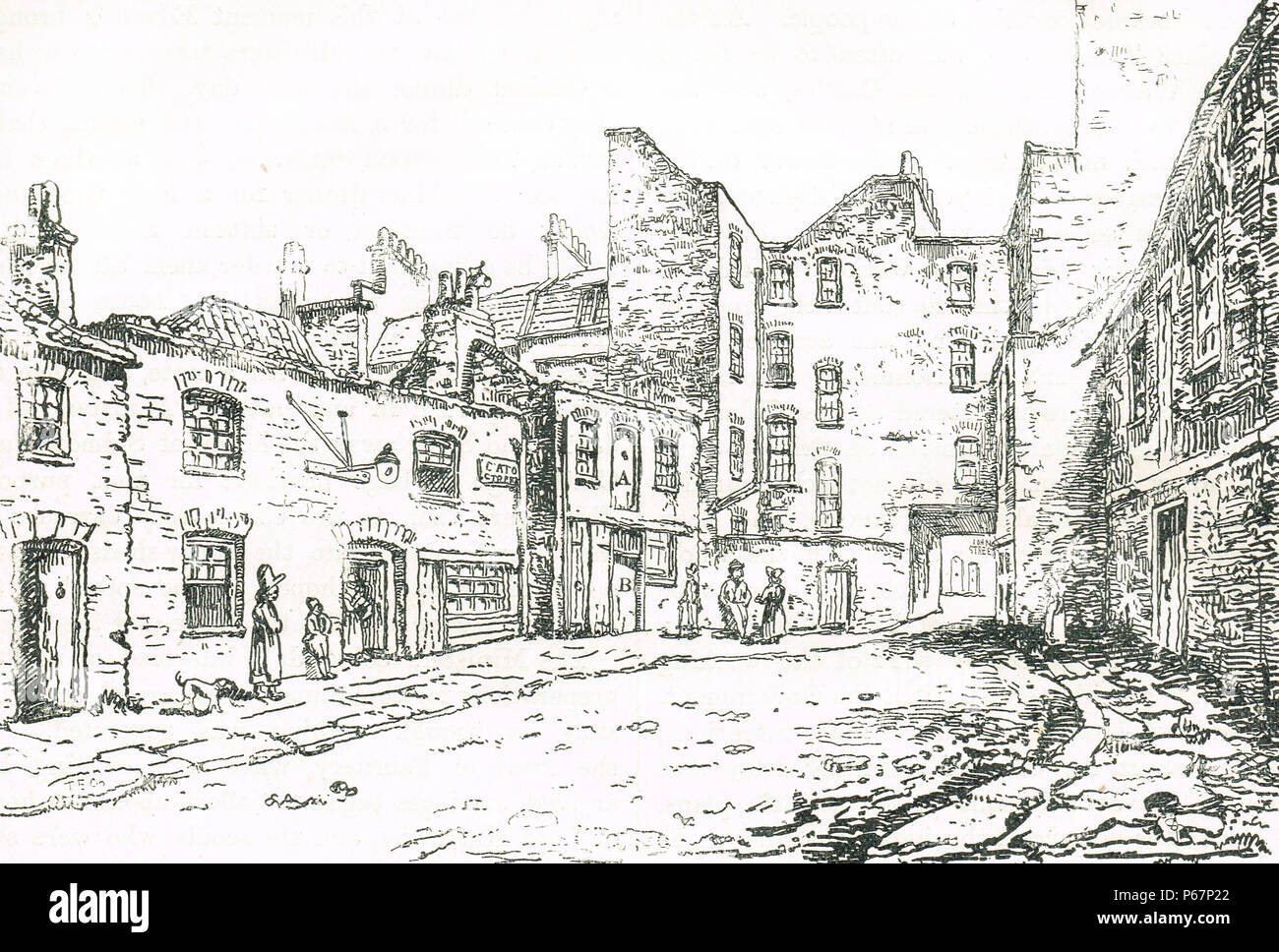 Ein Blick auf die stabile in Cato Straße, wo die Cato St Verschwörer festgenommen wurden. Die Cato Street Verschwörung, ein Versuch, der Mord an Ministerpräsident Herr Liverpool, und alle britischen Kabinett 1820 Stockfoto