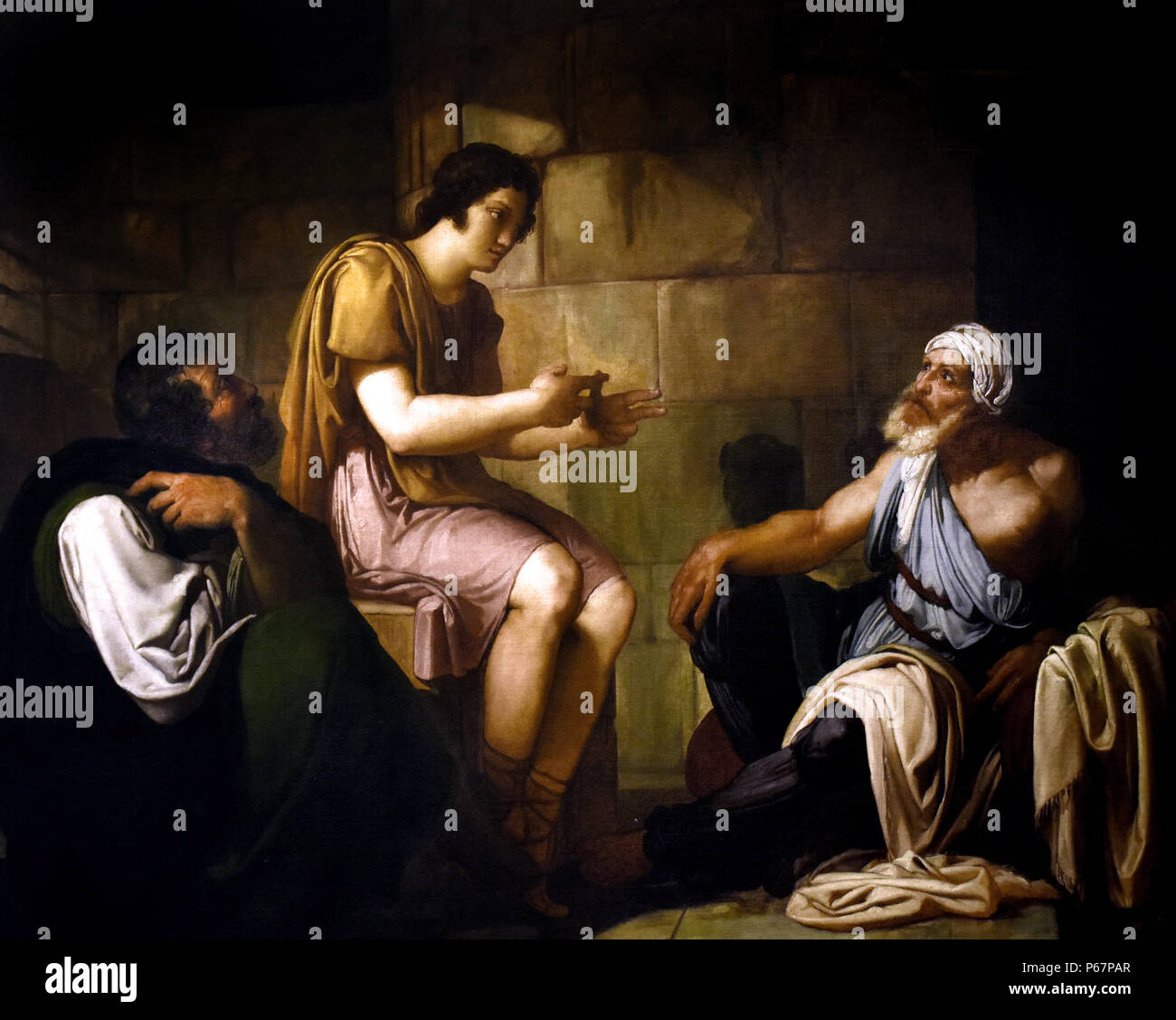 Joseph interpretiert die Gefangenen Träume 1810: Francesco Hayez (Venedig 1791 - Mailand 1882) Italien, Italienisch Stockfoto
