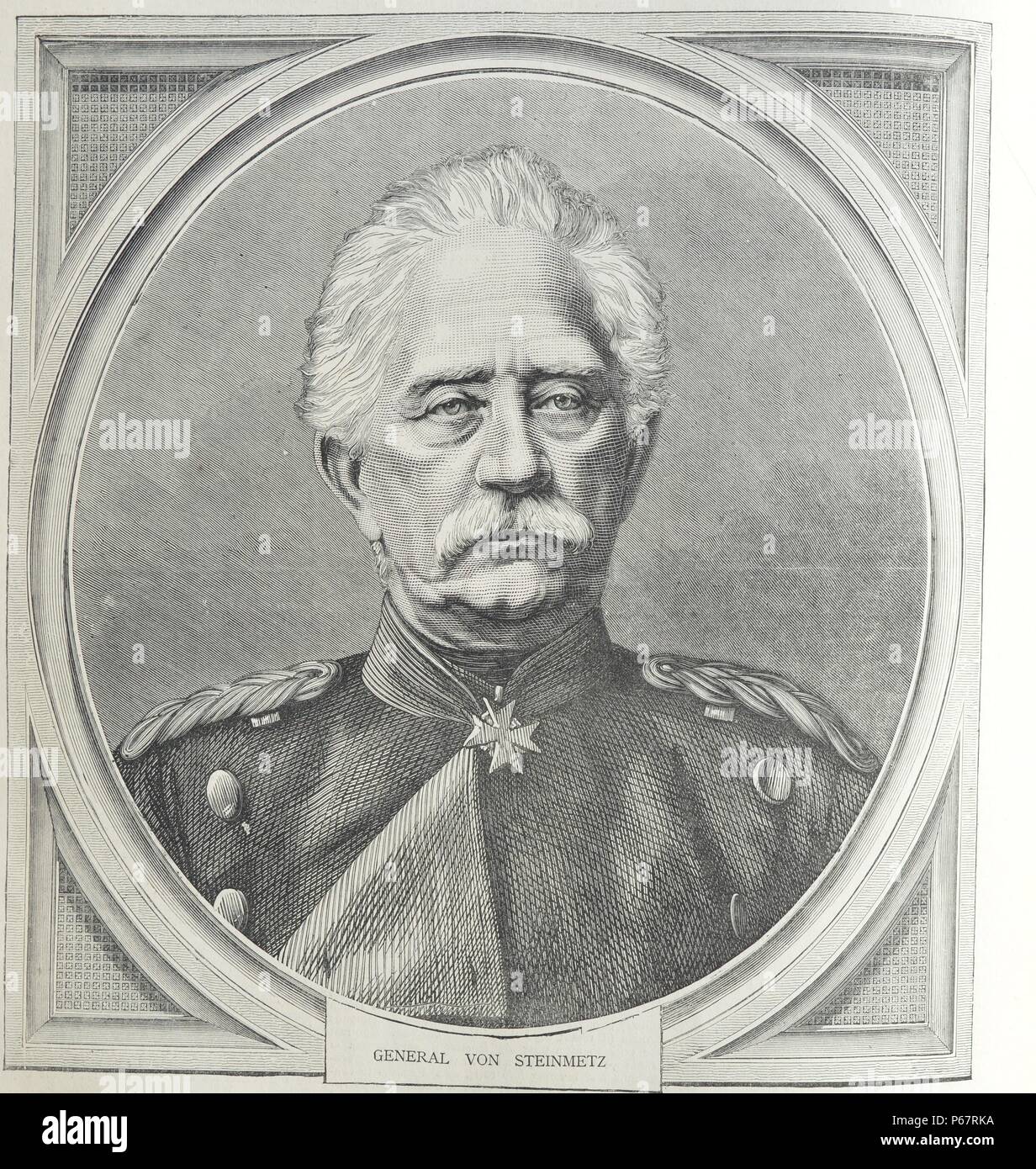 Gravieren von General Karl Friedrich von Steinmetz (1796-1877), deutscher General Feldmarschall, geboren in Eisenach. Vom 1870 Stockfoto