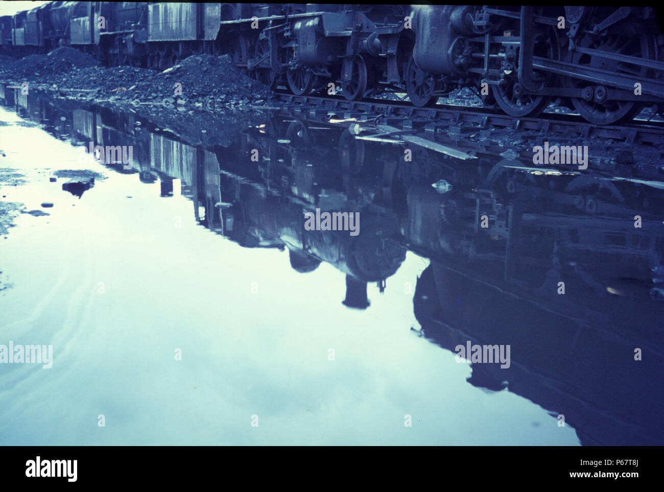 Reflexionen vergangener Zeiten in Lostock Halle Motive Power Depot. Stockfoto