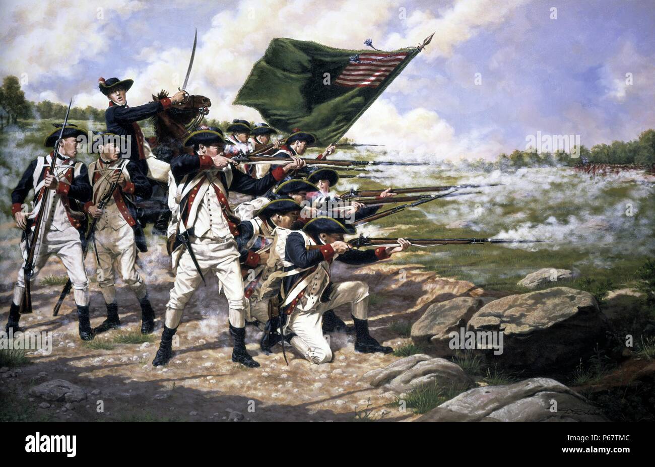 Malerei von der Delaware-Regiment in der Schlacht von Long Island. Von Domenick d ' Andrea. Vom Jahre 1776 Stockfoto